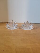 Vintage Pair Palm Leaf Crystal Candle Holders picture