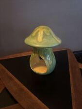 Vintage Mushroom Figurine Green Speckle Toad Stool Fairy Garden Ceramic 8” 1978 picture