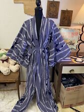 FP in Tokyo Vintage One Size Navy White Kanji Print 100% Cotton Robe Kimono 64” picture