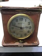 Antique 1926 Waltham 7J Mechanical Wind-Up 8 Day Travel Clock with Leather Case picture