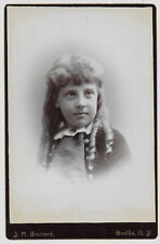 Antique Cabinet Card C1886 Photograph Adorable Girl Name & Date On Reverse picture