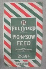 Vintage Ful-O-Pep, Fighting Roosters, Pig Feed, Quaker Oats Cloth Sack picture