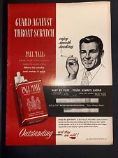 1950 Pall Mall Cigarettes Vintage Print Ad Guard Against Throat Scratch  picture