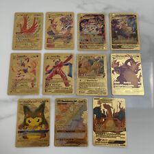 Gold Pokémon Card Bundle Inc Charizard MINT X11 And Pikachu Vmax picture