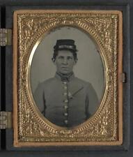 [Unidentified soldier in Confederate uniform with side knife in blouse] picture