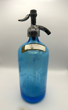 Vintage Seltzer Bottle Aqua Blue Glass Liberty Beverage Co. NJ, Austria complete picture