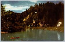 Vtg California CA Russian River Union Oil 76 Gas Redwood Highway View Postcard picture