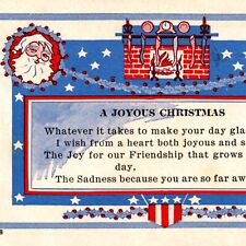 1919 WWI Patriotic Santa Claus Fireplace Christmas Postcard pc3665 picture