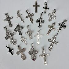 100 gr Vintage Sterling Silver 925 Christian Religion Crosses Jewelry NOT Scrap picture
