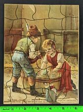 Vintage 1905 Boston Sunday Globe Girl Boy Toys Cut Out Paper Puzzle Trade Card picture