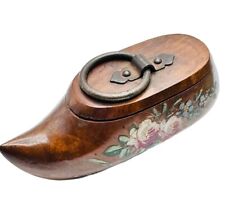 Antique c1800s Wood Snuff Box Shoe Shaped Painted picture