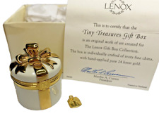 Lenox Tiny Treasures Gift Box Trinket Present with 24K Gold Ribbon & Hinged Lid picture