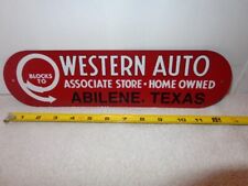 WESTERN AUTO PARTS STORE ABILENE TEXAS ADV. SIGN METAL  13 1/2 x 3 1/2 in #Z 312 picture