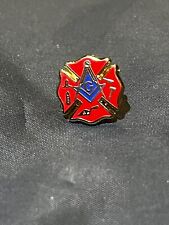 Masonic Fire Fighter Square Compass Lapel Tac Pin Working Tools Fraternity NEW picture