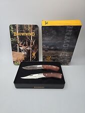 2 Browning 0126 Knife Set New In Combined Tin Deer Print  picture