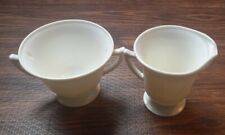 Macbeth-Evans Chinex Classic Ivory Footed Creamer & Open Sugar Bowl Vintage picture