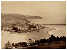 England, Teignmouth, Beach and Grand Pier Vintage Albumen Print Albumin Print picture