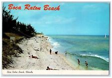 View Of Boca Raton Beach Ocean Sailboat Florida FL Vintage Posted Postcard picture