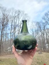 Antique Mid 18th Century Crude Green Blown Onion Wine Bottle picture