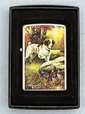Vintage 2008 Hunting Quail Dog Linda Picken Chrome Zippo Lighter picture