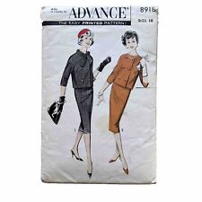 Advance 8918 Suit Double Breasted Jacket Slim Skirt Size 10 Bust 31 1950s Chic picture