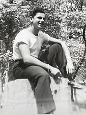 UF Photograph  Handsome Man Posing For Portrait Park Rock Smiling Happy 1946 picture