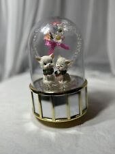 vintage anthropomorphic Cats Under Acrylic Heart Flowers Mirror Base Music Box  picture