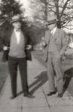 Men on Sidewalk Photograph Original Snapshot Antique Found Photo picture