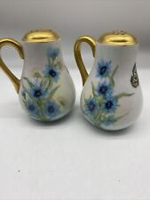 Vintage Hand Painted And Signed Floral Salt And Pepper Shakers X Large picture
