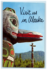 1922 Fairbanks Alaska AK, Carved Totem Pole Saxman Indian Village Postcard picture