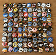 HUGE Lot of 100 Buttons Pins 80's 90's Vintage Style Funny Miscellaneous Lot #9 picture