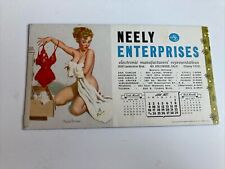 Vintage Gil Elvgren pinup blotter “Partial Coverage” Neely Enterprises June 1957 picture