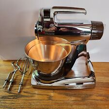 Vintage Sunbeam Mixmaster Power Plus Chrome Mixer with Bowls Beaters Leather picture