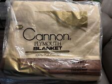 Vintage Cannon Plymouth Blanket Full Twin Size 72 x 90 LOCK- NAP Cream/Brown NIP picture