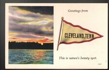 Lot of 2 Cleveland Tennessee Pennant Linen Postcards Not Posted EX-NM picture