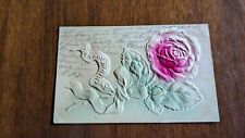 Vintage Postcard 1900's Embossed Happy Birthday Image Of Pink Rose K2 picture