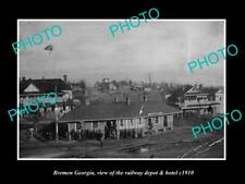 OLD 8x6 HISTORIC PHOTO BREMEN GEORGIA VIEW OF RAILROAD DEPOT & HOTEL c1910 picture