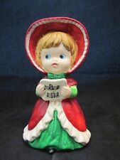 Vintage Christmas Caroler Ceramic Girl Figurine Red Coat picture