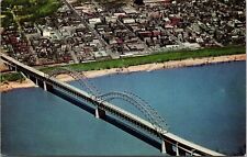 Airview Ohio River Sherman Minton Bridge New Albany Indiana VTG Postcard UNP picture