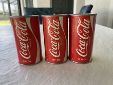 Factory Error Sealed Empty Coca-Cola Coke Cans 1971 Old Ring Pull Tabs -Lot of 3 picture