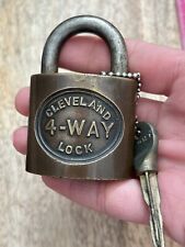 Vintage Antique Old Cleveland 4 Way Padlock With Key picture