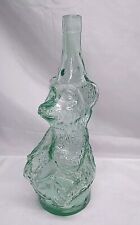 Vintage Clear Green Glass Circus Bear Novelty Wine Bottle Italy 1980s 13 1/2