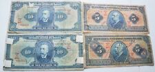 4- WWII 1940s Brazil Hand Signed 10 and 5 Currency Notes Named Soldier Souvenirs picture