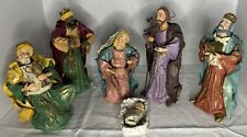 Vintage Rare Silvestri Paper Mache Nativity Mary Joseph 3 Wise Men Baby Jesus picture