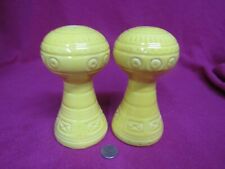 Vintage Large Retro Yellow Art Deco UFO Salt and Pepper Shakers Ceramic 1998 picture