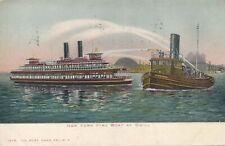 NEW YORK CITY - New York Fire Boat At Drill Postcard - udb (pre 1908) picture