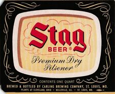 Stag Dry Pilsener Vintage 12 Oz Beer Label Carling Brewing Co St Louis MO  picture