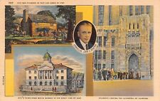 University Of Pittsburgh Chancellor John G Bowman Multi-View Linen Postcard picture