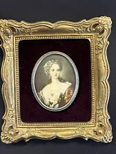 Vtg Cameo Creation Victorian Lady Portrait Convex Glass velvet Gold Carved frame picture