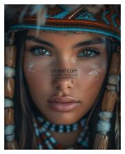 GORGEOUS YOUNG NATIVE AMERICAN LADY CLOSE UP 8X10 FANTASY PHOTO picture